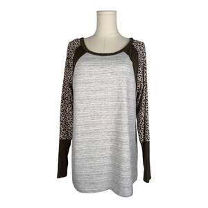 Haptics 24/7 Animal Print Colorblock Raglan Baseball Tee Tunic Small